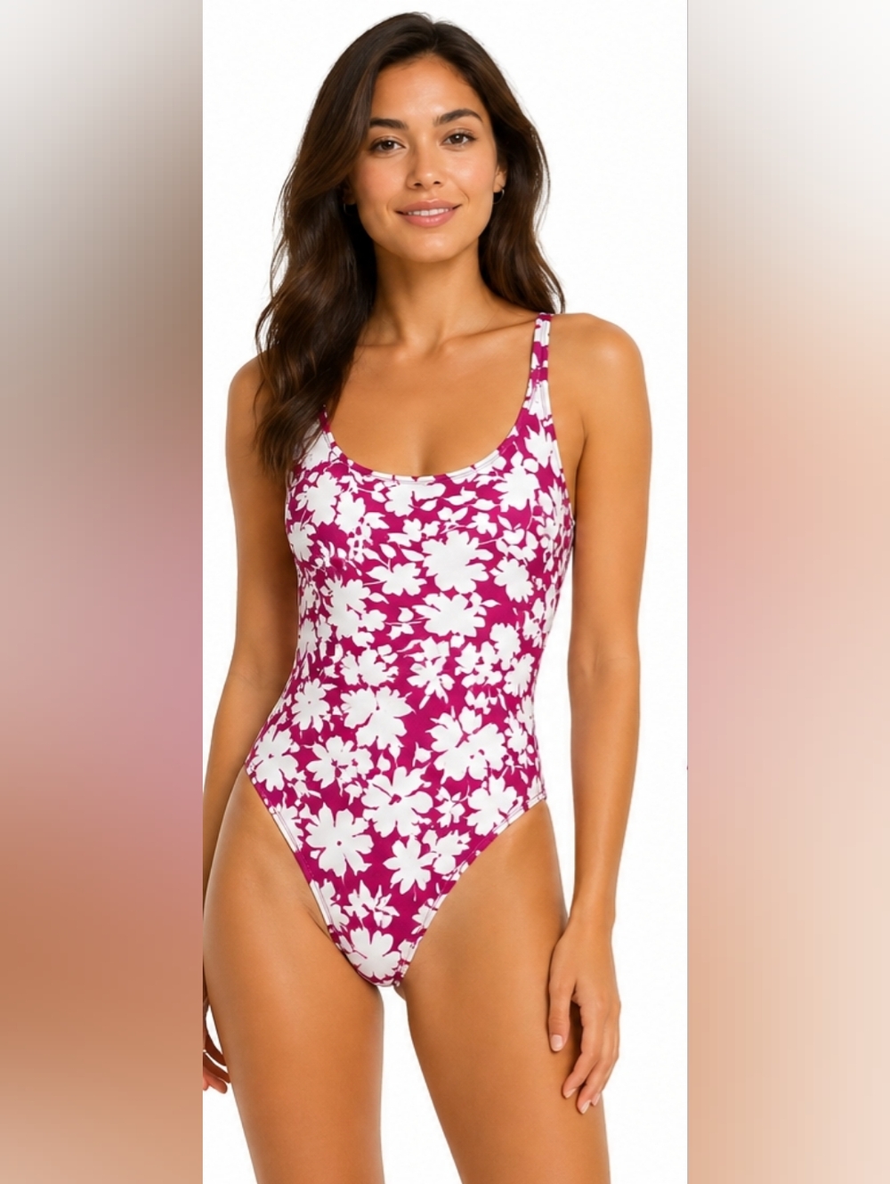 Michael Kors Fuchsia Floral Scoop-Back One-Piece Swimsuit